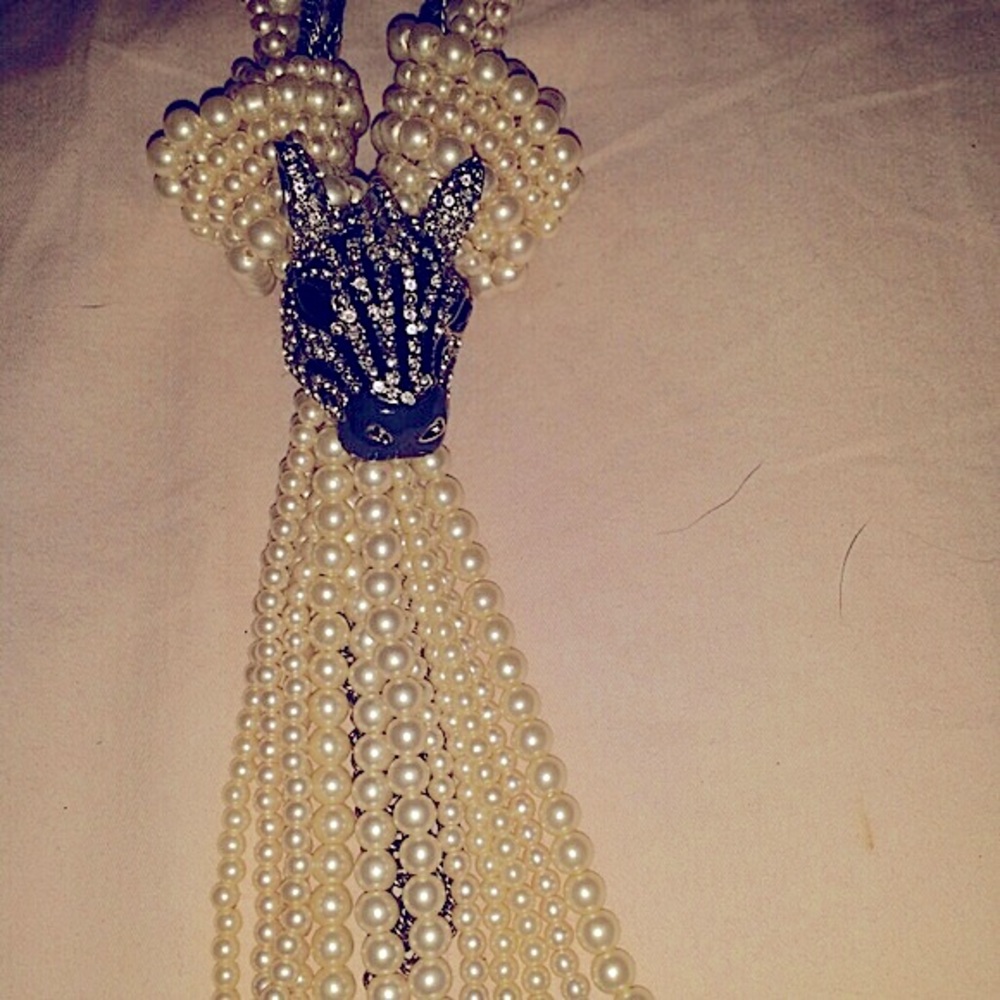 Chicos Retired Faux Pearl and Zebra